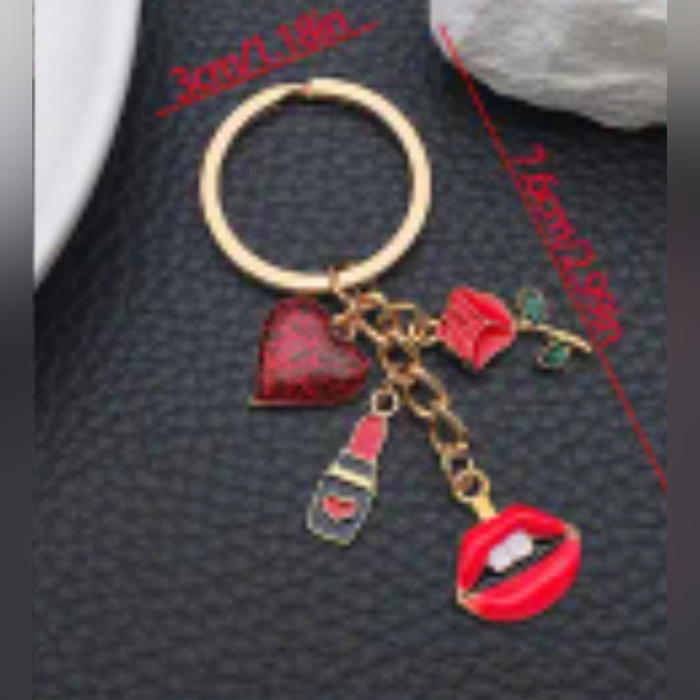 $10 VARIOUS VALENTINES DAY KEY RINGS BAG ACCESSORY RED + PINK W VALENTINE CHARMS - Picture 6 of 6